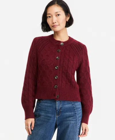 On 34th Women's Cable-knit Crewneck Cardigan, Macy's Exclusive In Multi