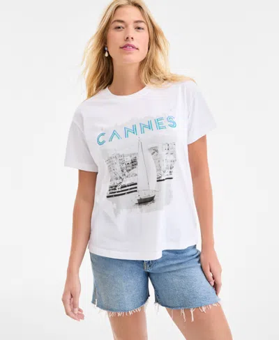 On 34th Women's Cannes Print T-shirt, Exclusively At Macy's In White