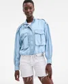 On 34th Women's Chambray Cropped Jacket, Exclusively At Macy's In Blue