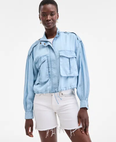 On 34th Women's Chambray Cropped Jacket, Exclusively At Macy's In Blue