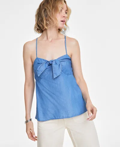 On 34th Women's Chambray Knot-front Tank, Created For Macy's In Spring Wash