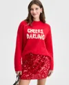 On 34th Women's Cheers Darling Crewneck Sweater, Macy's Exclusive In Red