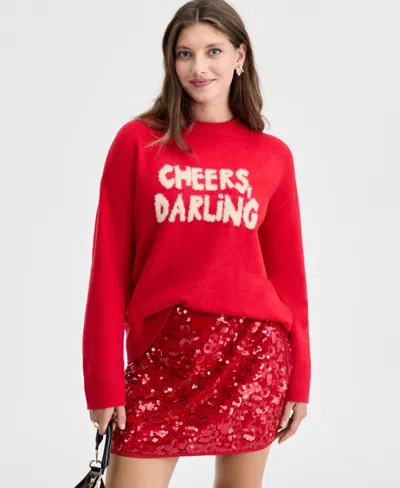 On 34th Women's Cheers Darling Crewneck Sweater, Macy's Exclusive In Red