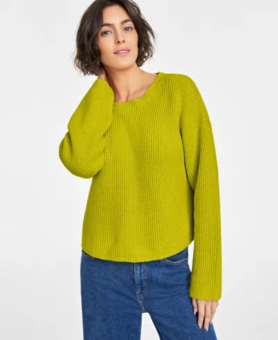 On 34th Women's Chunky-knit Crewneck Sweater, Created For Macy's In Green Pear