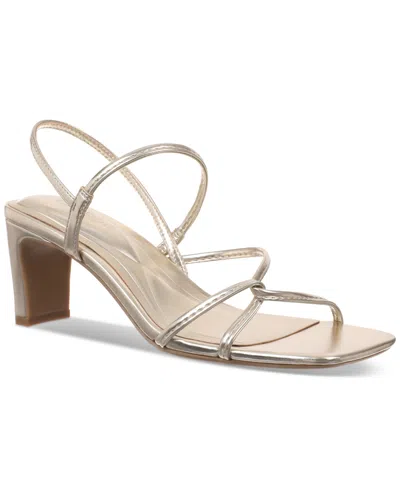 On 34th Women's Cloverr Strappy Block-heel Sandals, Created For Macy's In Gold