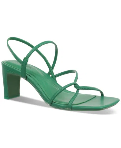 On 34th Women's Cloverr Strappy Block-heel Sandals, Created For Macy's In Green Smooth