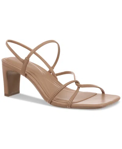 On 34th Women's Cloverr Strappy Block-heel Sandals, Created For Macy's In Nude Smooth