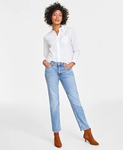On 34th Women's Collared Button-down Shirt, Created For Macy's In Bright White
