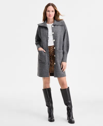 On 34th Women's Collared Duster Cardigan, Macy's Exclusive In Gray