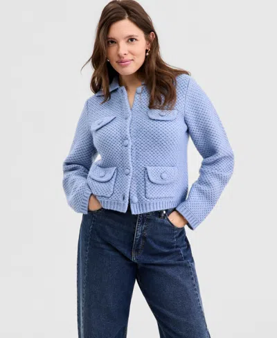 On 34th Women's Collared Sweater Jacket, Macy's Exclusive In Blue