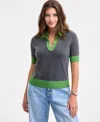 On 34th Women's Colorblocked Polo Short Sleeve Sweater, Macy's Exclusive In Multi