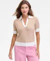 On 34th Women's Colorblocked Polo Short Sleeve Sweater, Macy's Exclusive In Pink