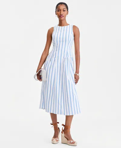 On 34th Women's Cotton Bayside Stripe Drop-waist Midi Dress, Macy's Exclusive In White
