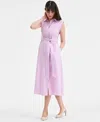 On 34th Women's Cotton Belted Midi Shirtdress, Exclusively At Macy's In Orchid Bouquet