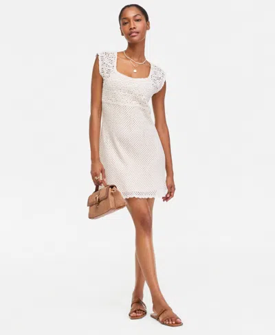 On 34th Women's Cotton Crochet Square-neck Mini Dress, Macy's Exclusive In Multi