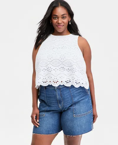 On 34th Women's Cotton Eyelet Sleeveless Top, Macy's Exclusive In White
