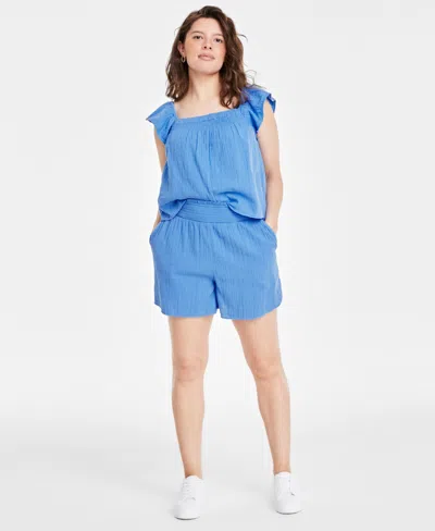 On 34th Women's Cotton Gauze Pull-on Shorts, Created For Macy's In Regatta