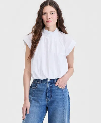 On 34th Women's Cotton High-neck Bubble Top, Macy's Exclusive In Bright White