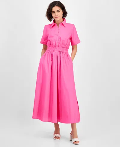 On 34th Women's Cotton Midi Shirtdress, Exclusively At Macy's In Pink