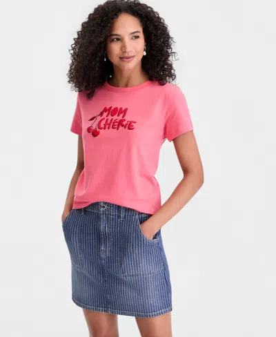 On 34th Women's Cotton Mom Cherie Graphic Tee, Macy's Exclusive In Pink