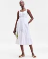 On 34th Women's Cotton Poplin Shirred Midi Dress, Exclusively At Macy's