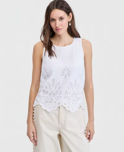 On 34th Women's Cotton Sleeveless Eyelet Tank Top, Macy's Exclusive In White