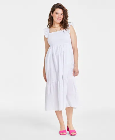 On 34th Women's Cotton Smocked Midi Dress, Created For Macy's In Bright White