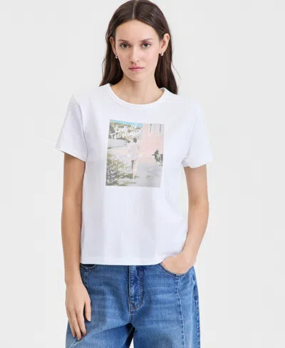 On 34th Women's Cotton Solo Traveler Everyday Graphic Tee, Macy's Exclusive In White
