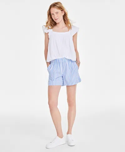 On 34th Women's Cotton Stripe Pull-on Shorts, Created For Macy's In Regatta
