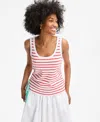 On 34th Women's Cotton Striped Scoop Tank Top, Exclusively At Macy's
