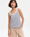 On 34th Women's Cotton Striped Scoop Tank Top, Exclusively At Macy's In Multi