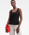On 34th Women's Cotton Striped Scoop Tank Top, Exclusively At Macy's