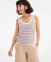 On 34th Women's Cotton Striped Scoop Tank Top, Exclusively At Macy's