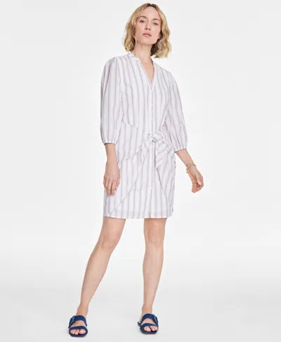 On 34th Women's Cotton Tie-front Shirtdress, Created For Macy's In Antique Blush