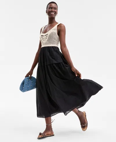 On 34th Women's Cotton Voile Crochet-bodice Dress, Exclusively At Macy's In Multi