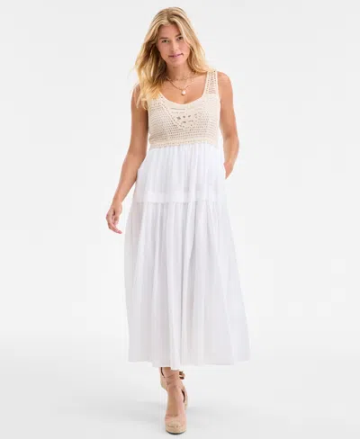 On 34th Women's Cotton Voile Crochet-bodice Dress, Exclusively At Macy's In Multi