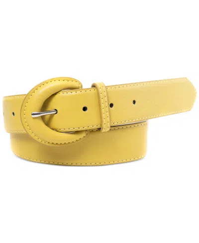 On 34th Women's Covered-buckle Faux-leather Belt, Created For Macy's In Lime
