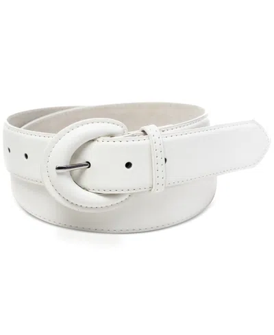 On 34th Women's Covered-buckle Faux-leather Belt, Created For Macy's In White