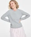 Shop On 34th Women's Cozy Cable-knit Crewneck Sweater, Created For Macy's In Light Grey Heather