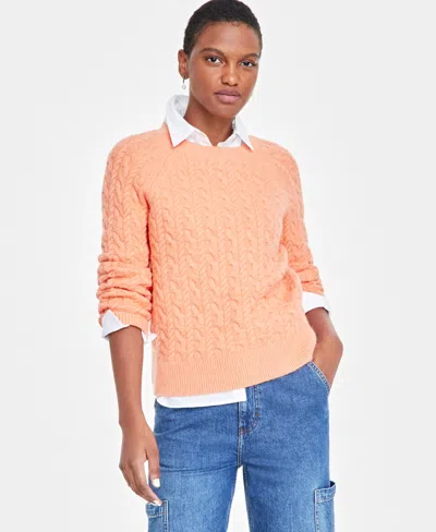 On 34th Women's Cozy Cable-knit Crewneck Sweater, Created For Macy's In Melon Ball