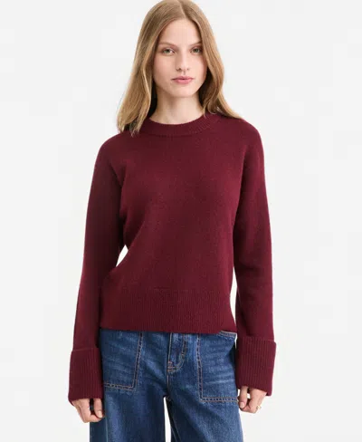 On 34th Women's Crewneck Cuff Sleeve Pullover Sweater, Macy's Exclusive In Burgundy