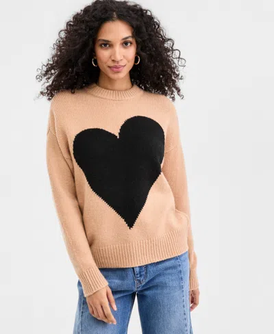 On 34th Women's Crewneck Heart Sweater, Macy's Exclusive In Neutral