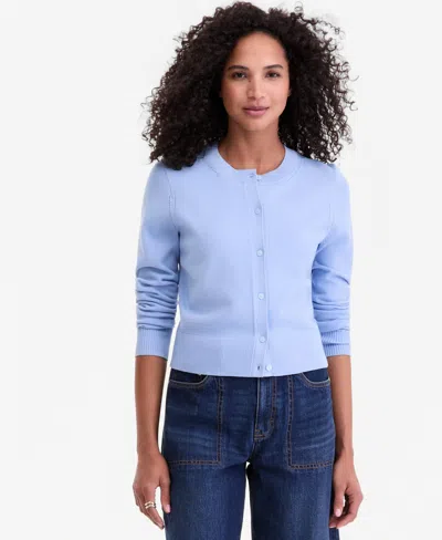 On 34th Women's Crewneck Long-sleeve Cardigan, Exclusively At Macy's In Blue