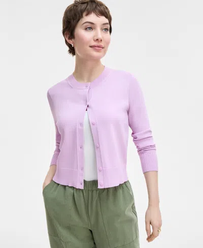 On 34th Women's Crewneck Long-sleeve Cardigan, Exclusively At Macy's In Orchid Bouquet