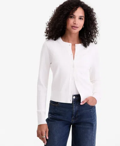 On 34th Women's Crewneck Long-sleeve Cardigan, Exclusively At Macy's In White