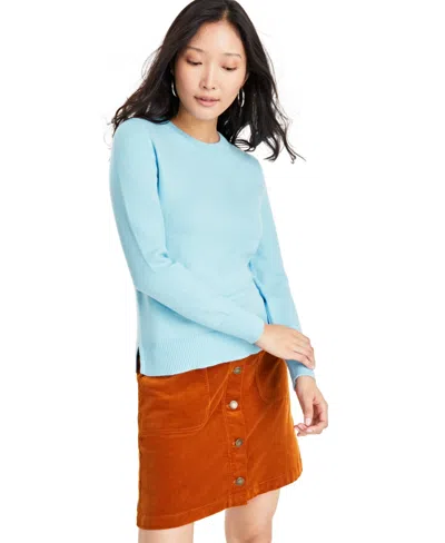 On 34th Women's Crewneck Long-sleeve Sweater, Created For Macy's In Blue Mist