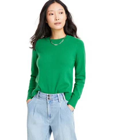 On 34th Women's Crewneck Long-sleeve Sweater, Created For Macy's In Cabana Green