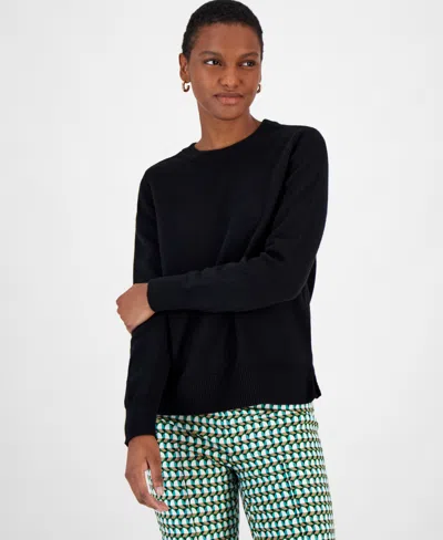 On 34th Women's Crewneck Long-sleeve Sweater, Created For Macy's In Deep Black