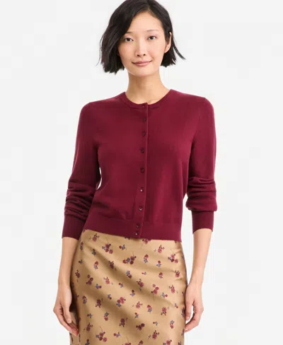 On 34th Women's Crewneck Long-sleeve Cropped Cardigan, Macy's Exclusive In Red