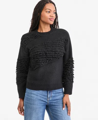 On 34th Women's Crewneck Long-sleeve Loopy Textured Sweater, Macy's Exclusive In Black